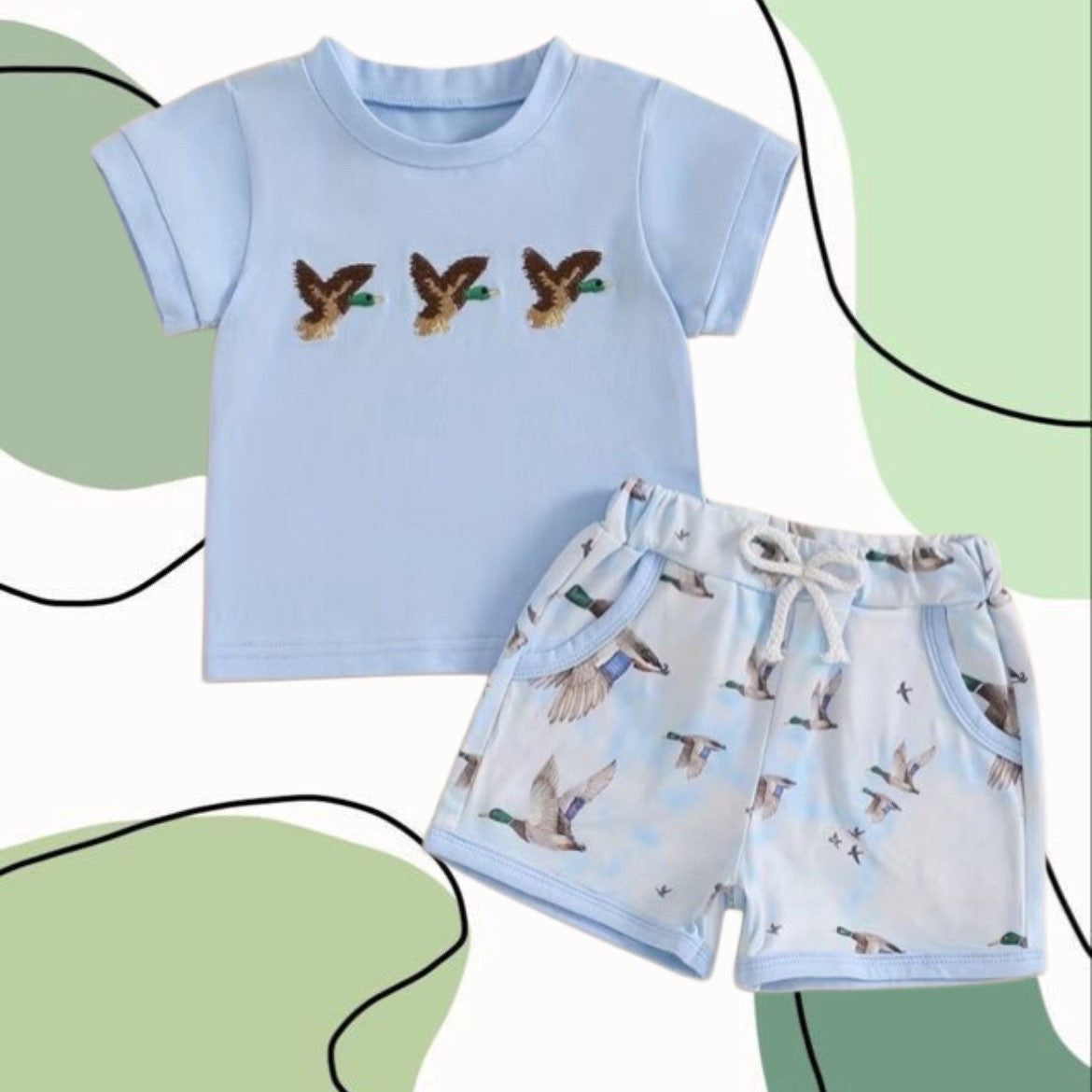 Duck shorts and shirt set for toddler
