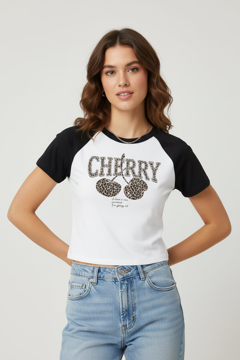 Crop cherry tee