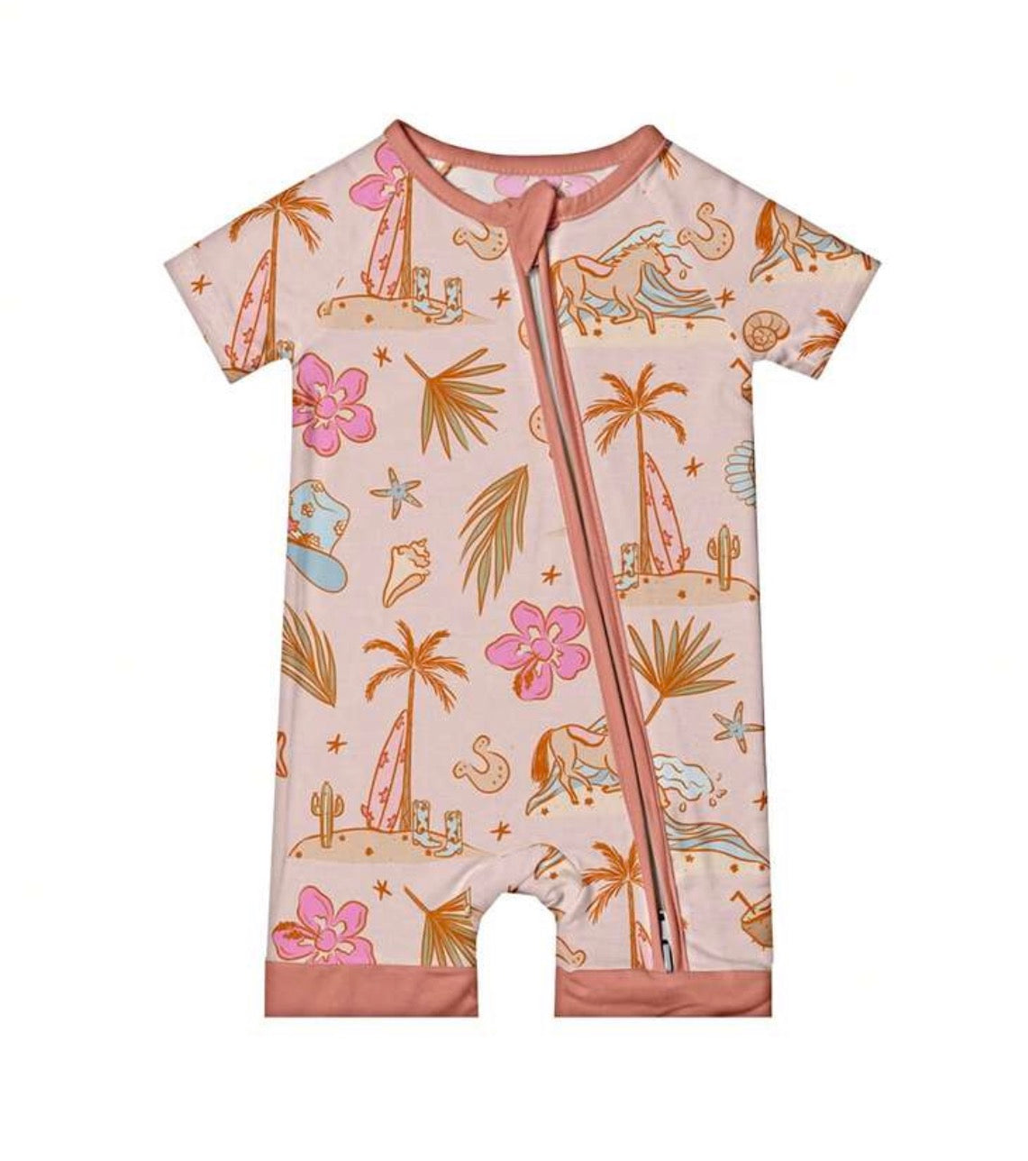 Pink beach bamboo pj set